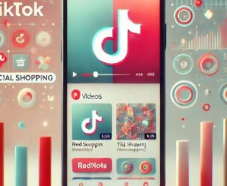A vibrant smartphone screen showcasing the RedNote app interface, featuring colorful icons, short video clips, and a trending hashtag bar, symbolizing the rise of a new TikTok alternative.